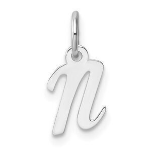 Kazi Luxury 14k White Gold Small Script Letter N Initial Charm